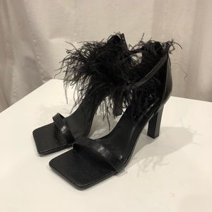 Nasty Gal boa ankle strap black heels